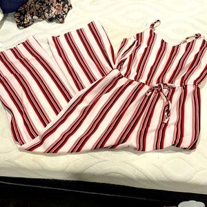 Size large, white and red stripe romper